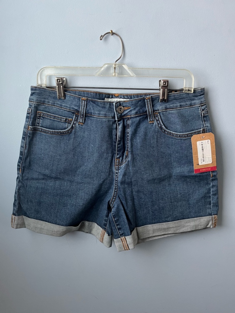 NWT Vans Classic Blue Cuffed Stretch High Waist Boyfriend Denim Shorts Size 29